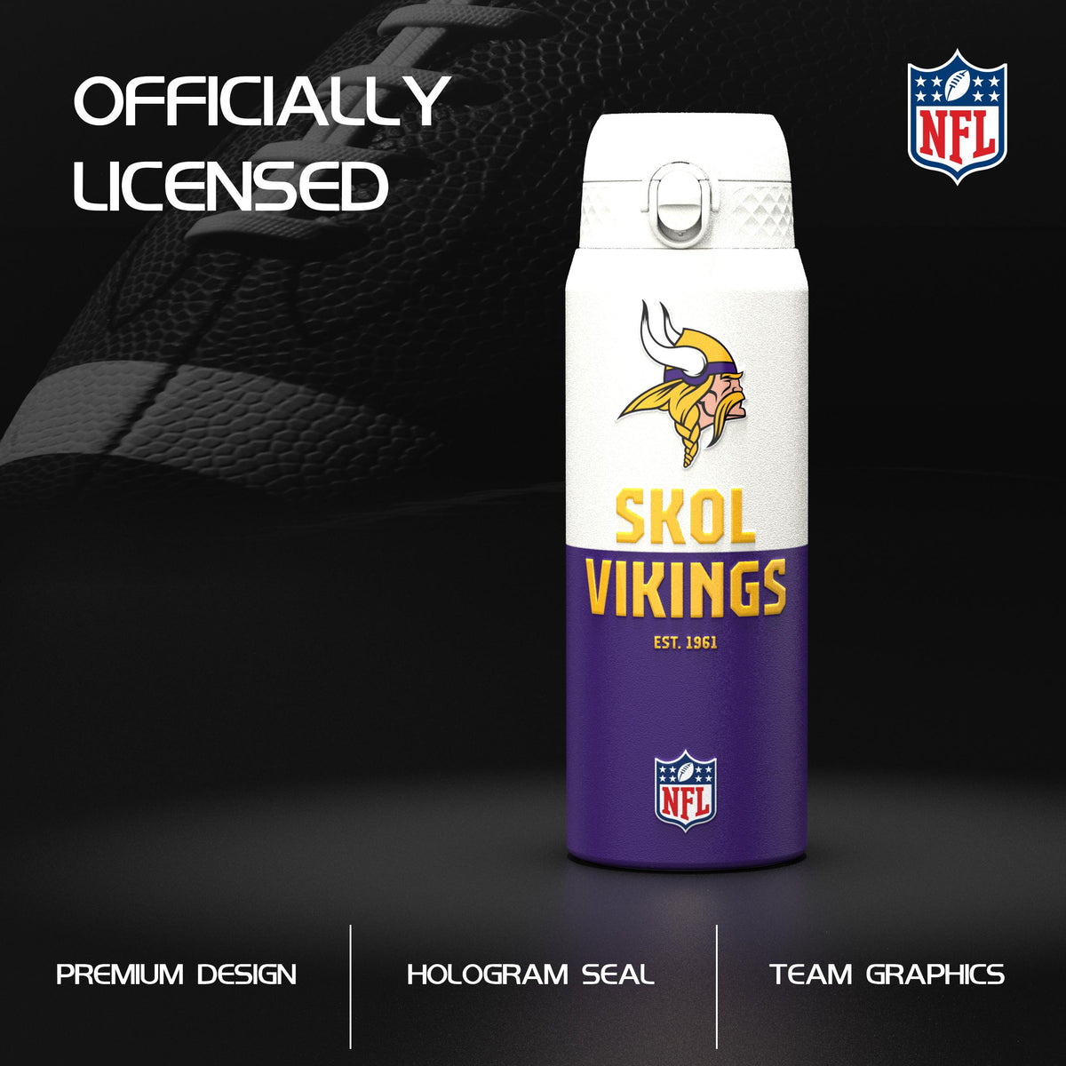 NFL x ION8, Isolierte Edelstahl, Serie 50, Vikings, 750 ml