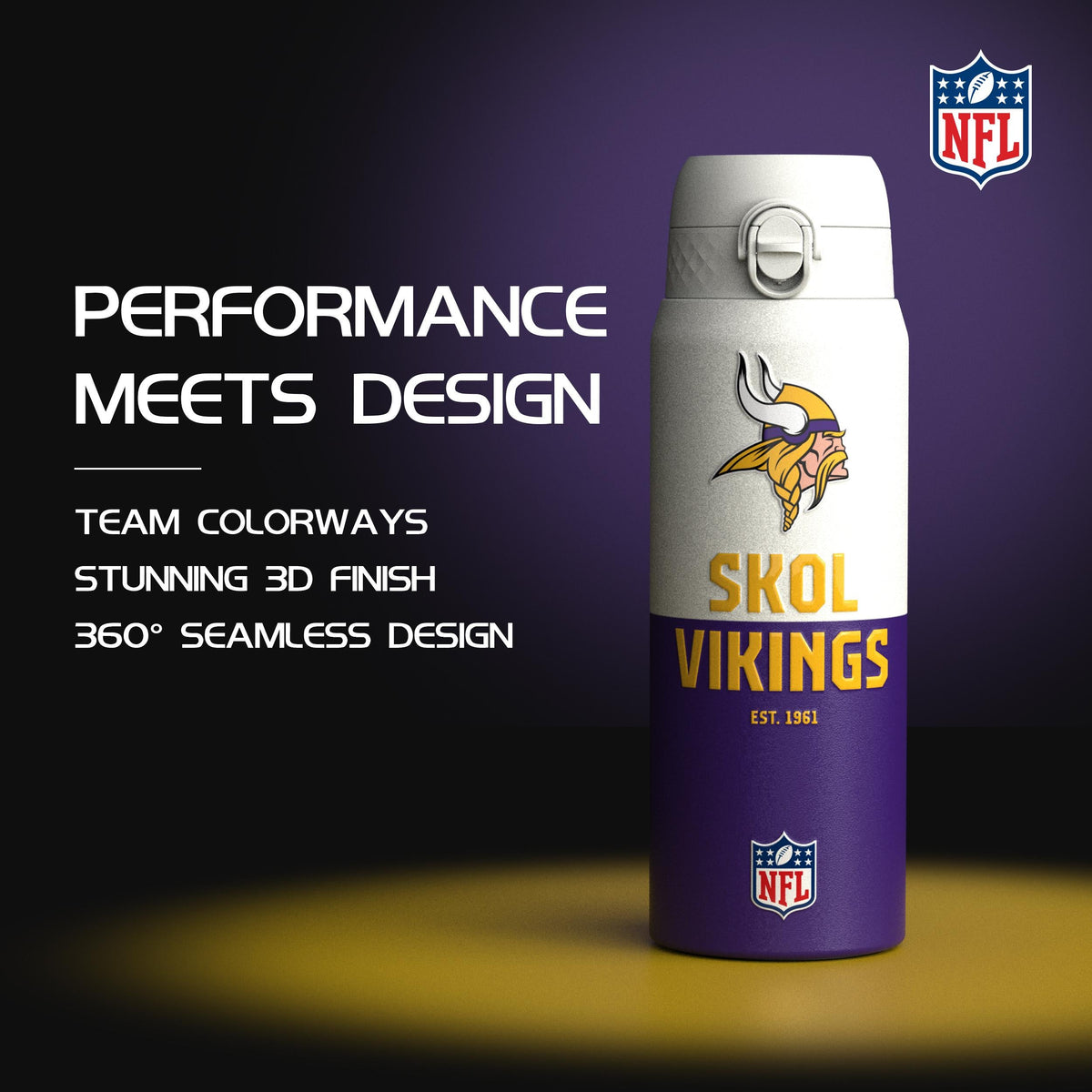 NFL x ION8, Isolierte Edelstahl, Serie 50, Vikings, 750 ml