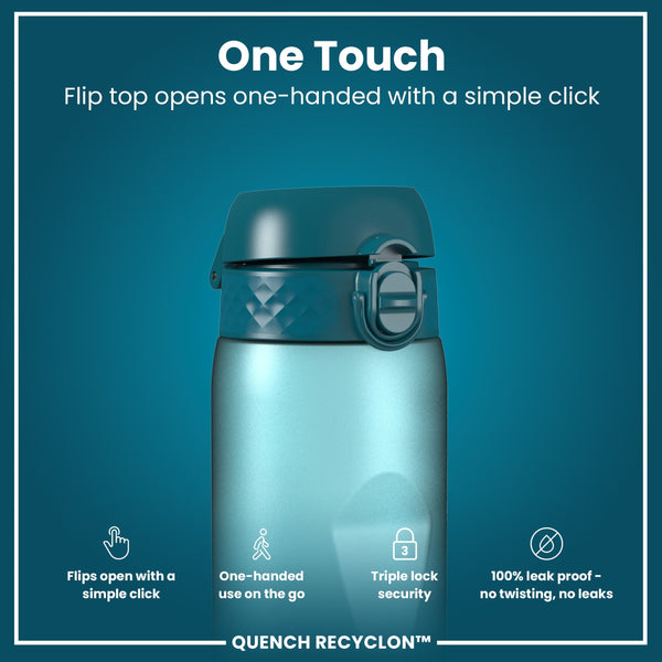 Recyclon-Wasserflasche mit Trinkzeiten, Türkis & Blau, 1 L