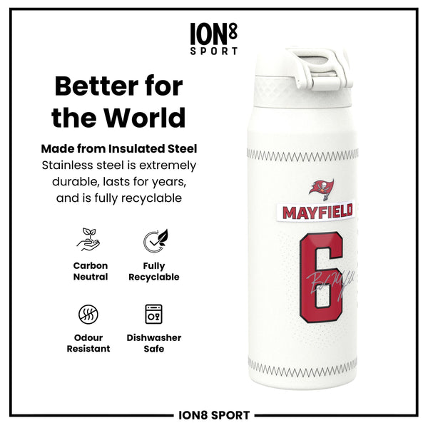 NFL x ION8, Isolierte Stahlflasche, GameDay Serie, Mayfield Buccaneers, 750 ml