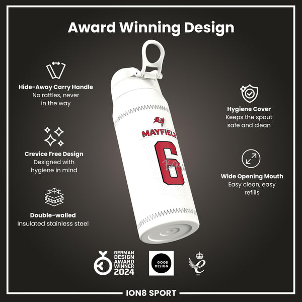 NFL x ION8, Isolierte Stahlflasche, GameDay Serie, Mayfield Buccaneers, 750 ml