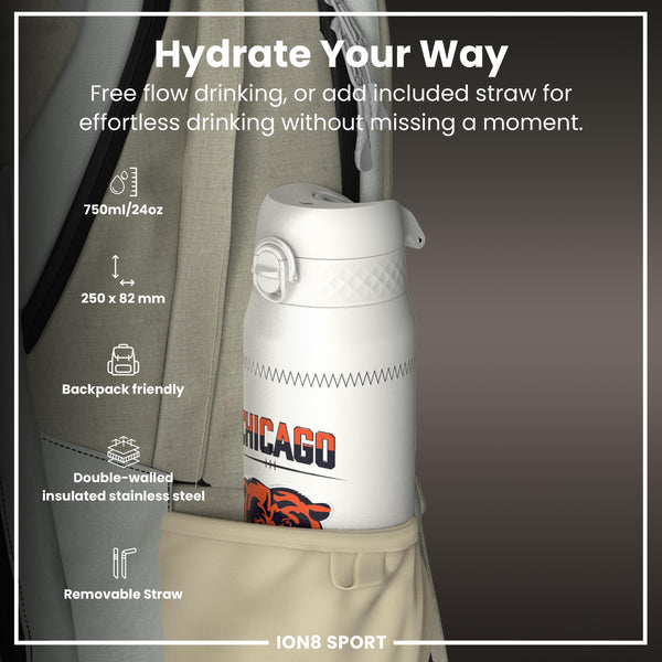 NFL x ION8, Isolierte Stahlflasche, GameDay Serie, Williams Bears, 750 ml