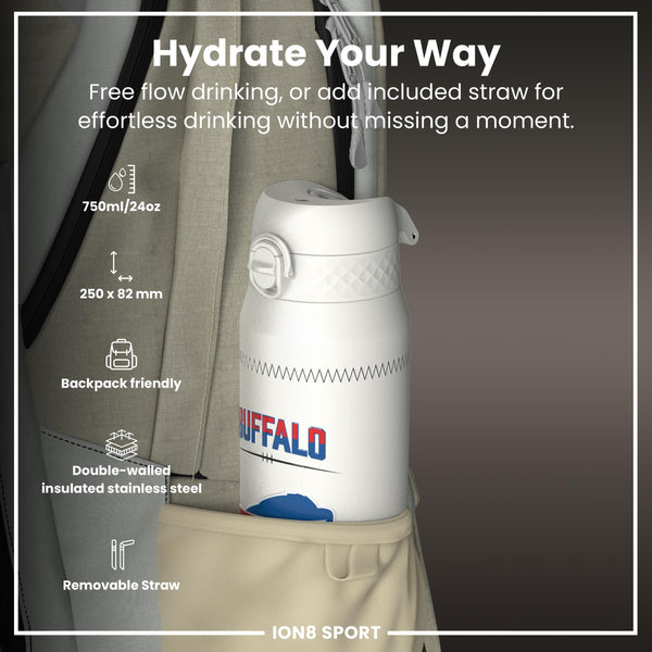 NFL x ION8, Isolierte Stahlflasche, GameDay Serie, Allen Bills, 750 ml