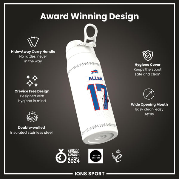 NFL x ION8, Isolierte Stahlflasche, GameDay Serie, Allen Bills, 750 ml