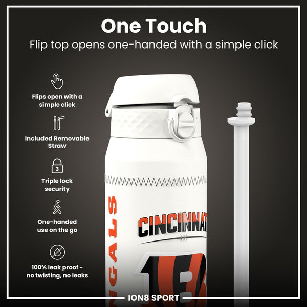 NFL x ION8, Isolierte Stahlflasche, GameDay Serie, Burrow Bengals, 750 ml