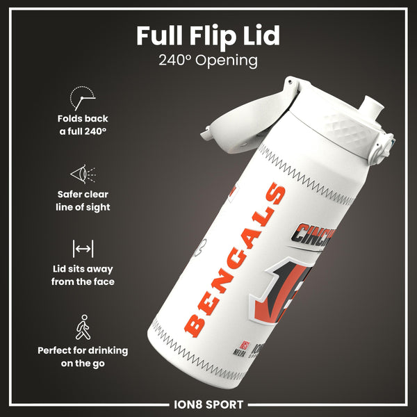 NFL x ION8, Isolierte Stahlflasche, GameDay Serie, Burrow Bengals, 750 ml