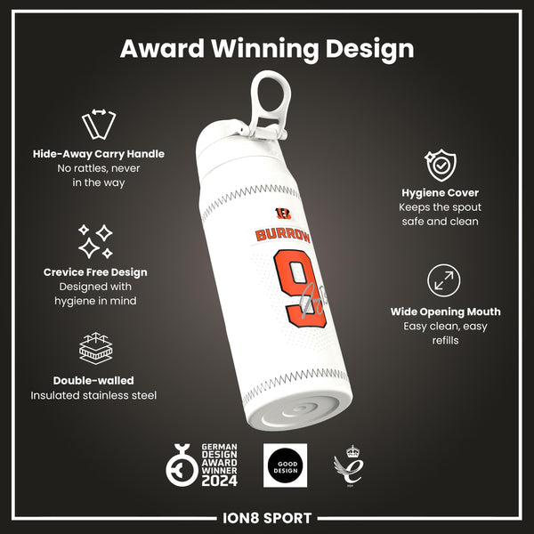 NFL x ION8, Isolierte Stahlflasche, GameDay Serie, Burrow Bengals, 750 ml