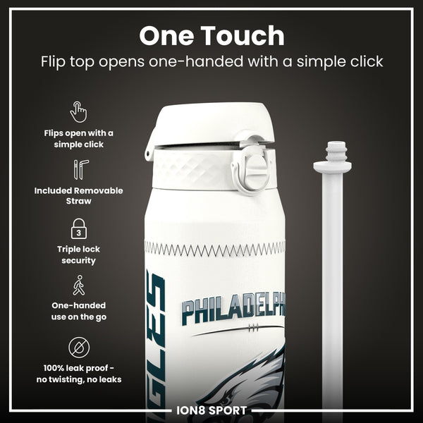 NFL x ION8, Isolierte Stahlflasche, GameDay Serie, Hurts Eagles, 750 ml