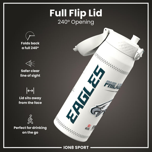 NFL x ION8, Isolierte Stahlflasche, GameDay Serie, Hurts Eagles, 750 ml