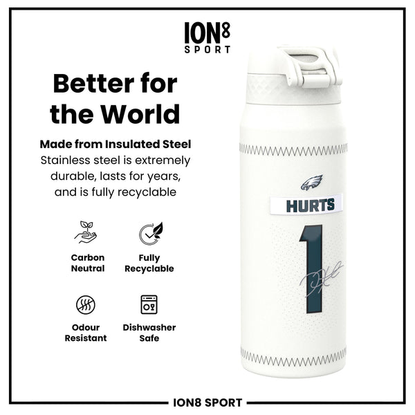 NFL x ION8, Isolierte Stahlflasche, GameDay Serie, Hurts Eagles, 750 ml