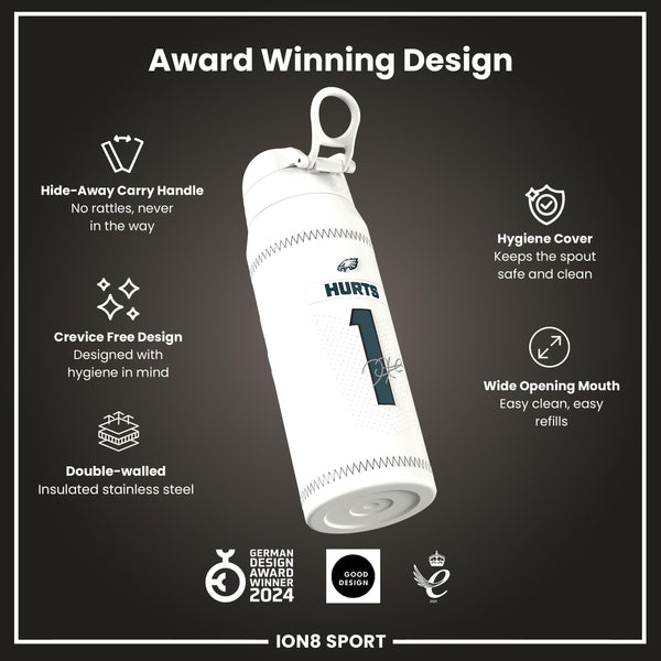 NFL x ION8, Isolierte Stahlflasche, GameDay Serie, Hurts Eagles, 750 ml