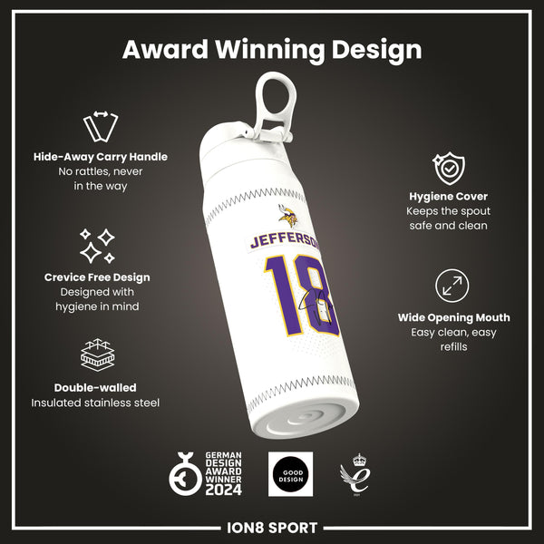 NFL x ION8, Isolierte Stahlflasche, GameDay Serie, Jefferson Vikings, 750 ml