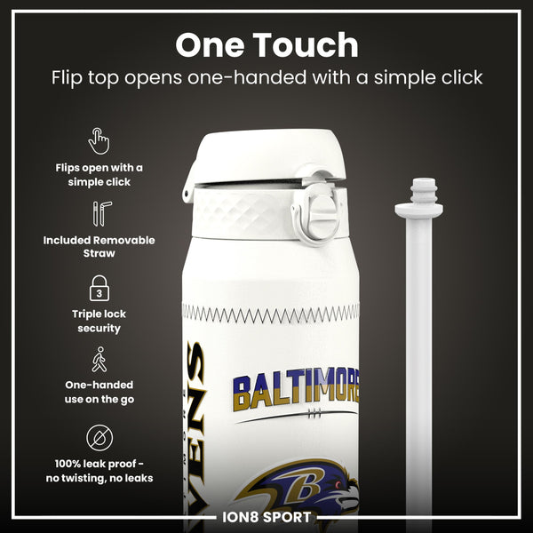NFL x ION8, Isolierte Stahlflasche, GameDay Serie, Lamar Ravens, 750 ml