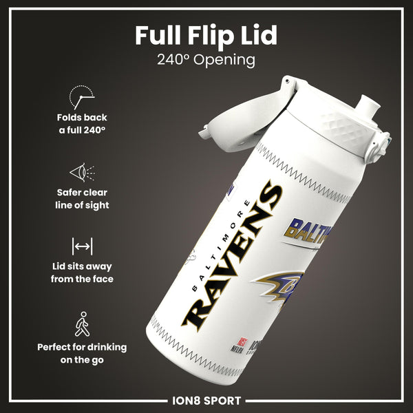 NFL x ION8, Isolierte Stahlflasche, GameDay Serie, Lamar Ravens, 750 ml