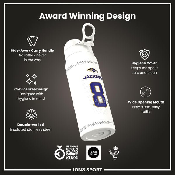 NFL x ION8, Isolierte Stahlflasche, GameDay Serie, Lamar Ravens, 750 ml