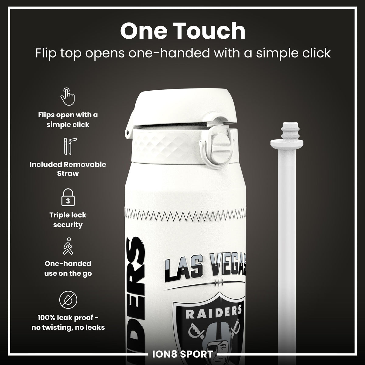 NFL x ION8, Isolierte Stahlflasche, GameDay Serie, Crosby Raiders, 750 ml