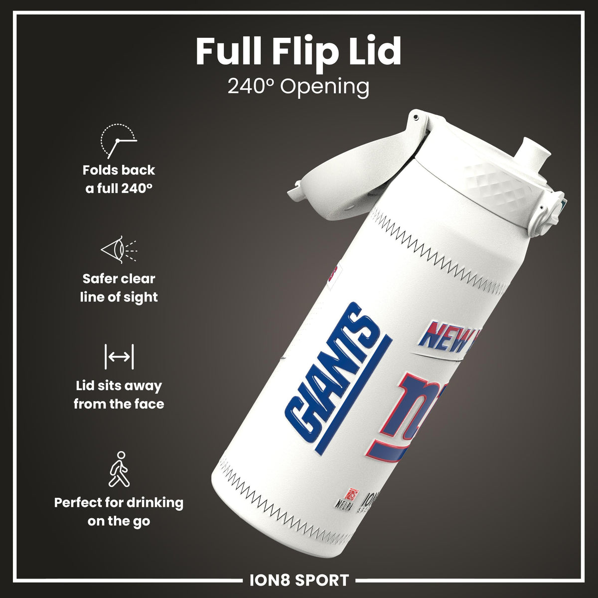 NFL x ION8, Isolierte Stahlflasche, GameDay Serie, Nabers Giants, 750 ml