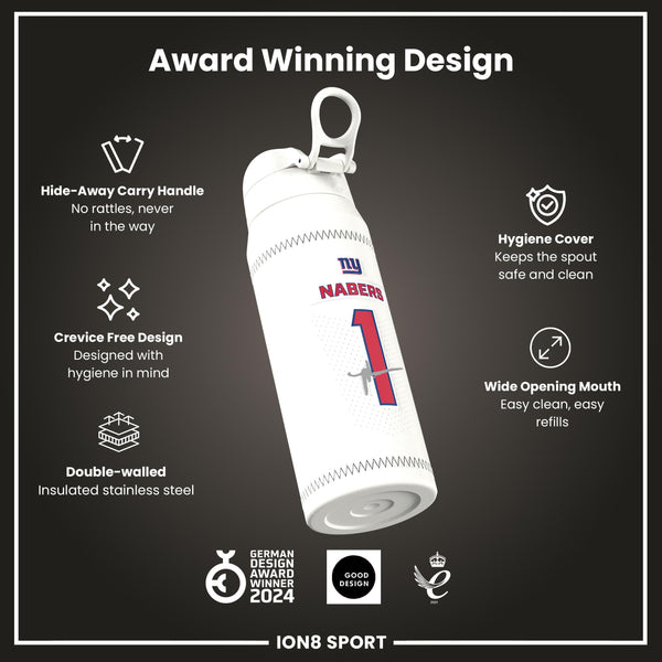 NFL x ION8, Isolierte Stahlflasche, GameDay Serie, Nabers Giants, 750 ml
