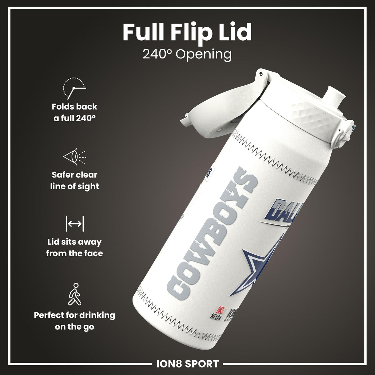 NFL x ION8, Isolierte Stahlflasche, GameDay Serie, Parsons Cowboys, 750 ml