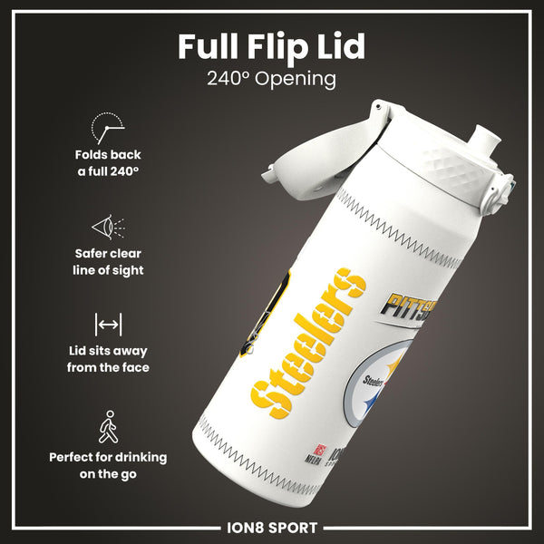 NFL x ION8, Isolierte Stahlflasche, GameDay Series, Watt Steelers, 750 ml