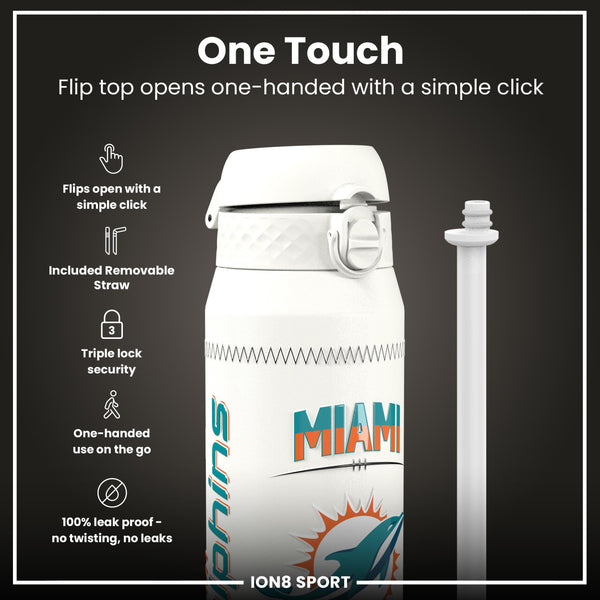 NFL x ION8, Isolierte Stahlflasche, GameDay Series, Tua Dolphins, 750 ml