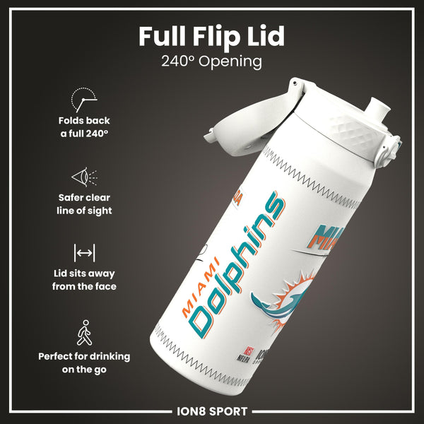 NFL x ION8, Isolierte Stahlflasche, GameDay Series, Tua Dolphins, 750 ml