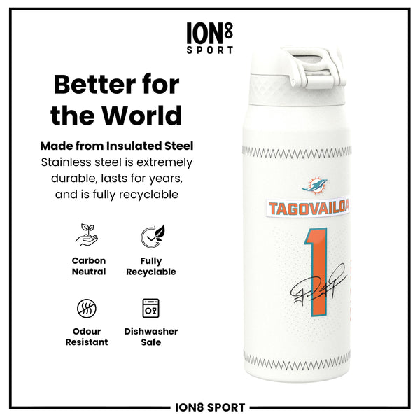 NFL x ION8, Isolierte Stahlflasche, GameDay Series, Tua Dolphins, 750 ml