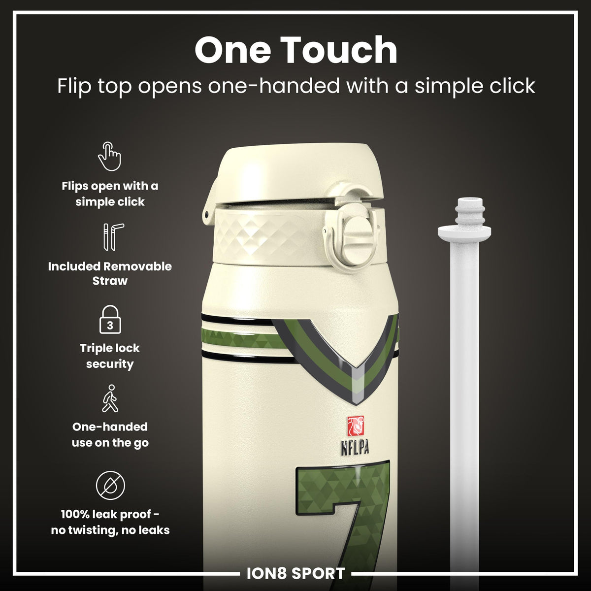 NFL x ION8, Isolierte Stahlflasche, Icon Series, C.J. Stroud, 750 ml