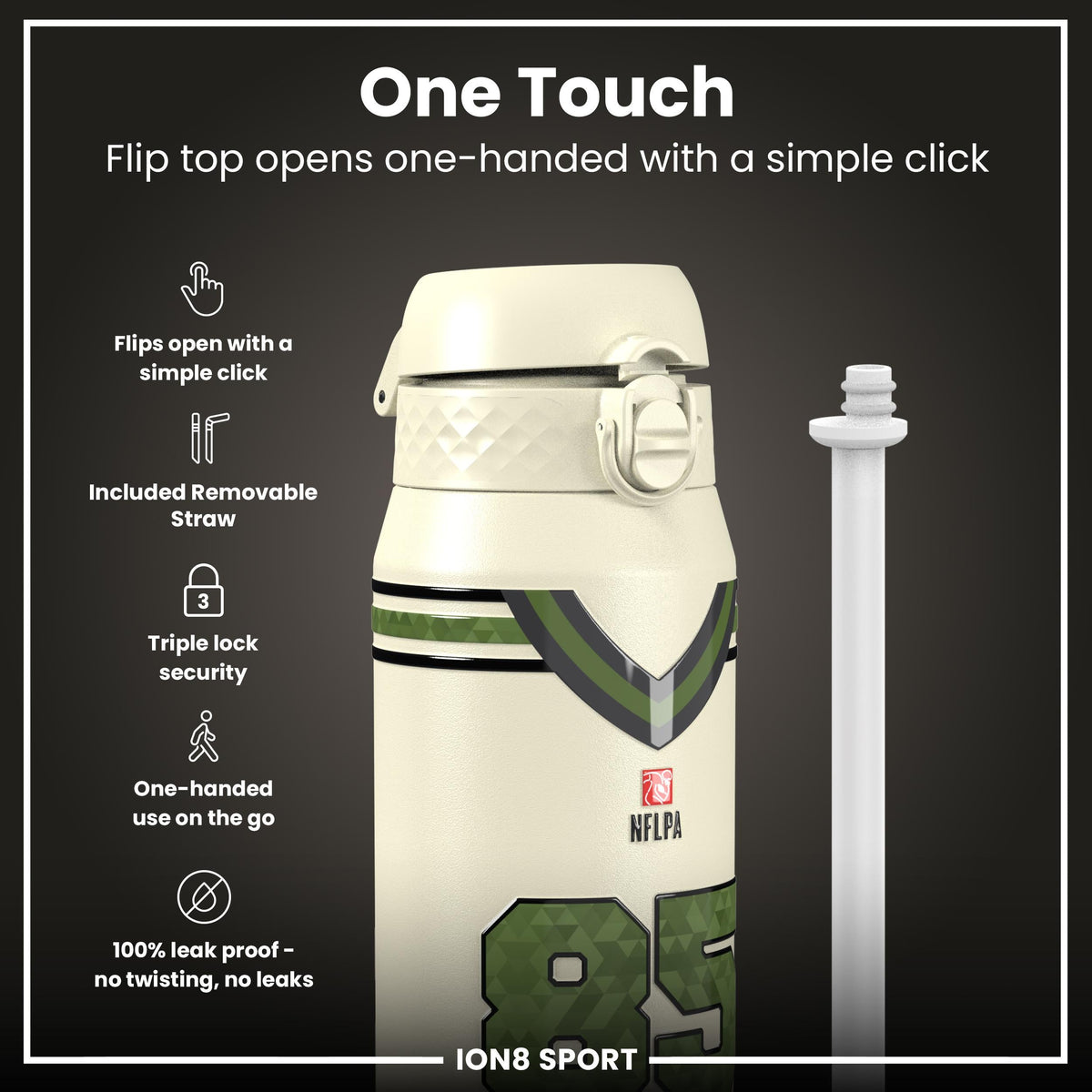 NFL x ION8, Isolierte Stahlflasche, Icon Series, George Kittle, 750 ml