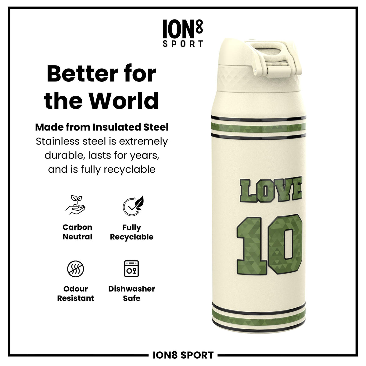 NFL x ION8, Isolierte Stahlflasche, Icon Series, Jordan Love, 750 ml