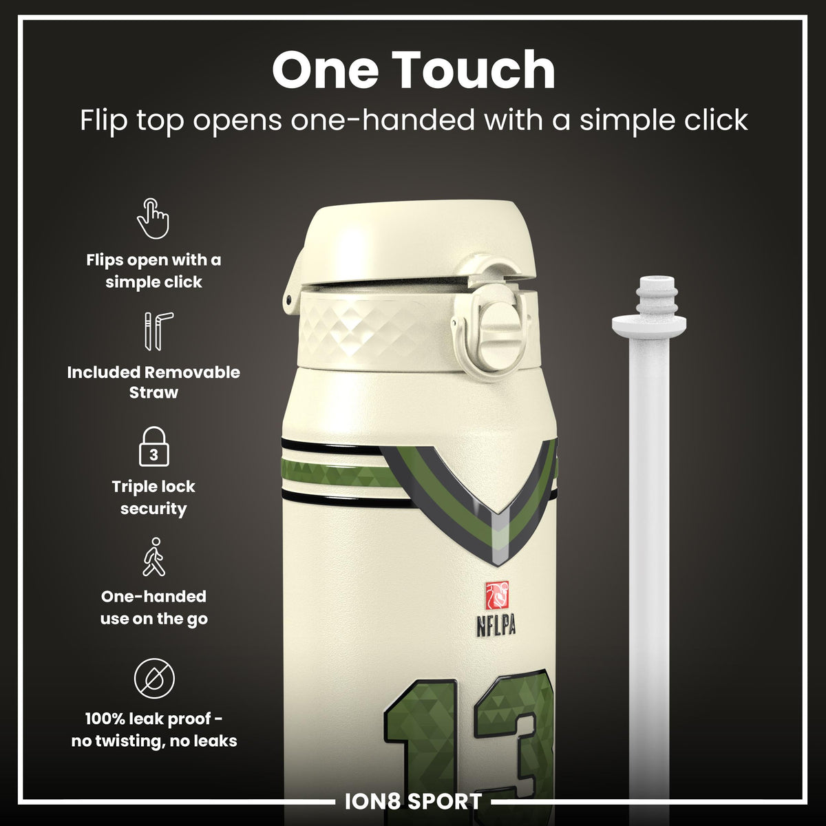 NFL x ION8, Isolierte Stahlflasche, Icon Series, Mike Evans, 750 ml