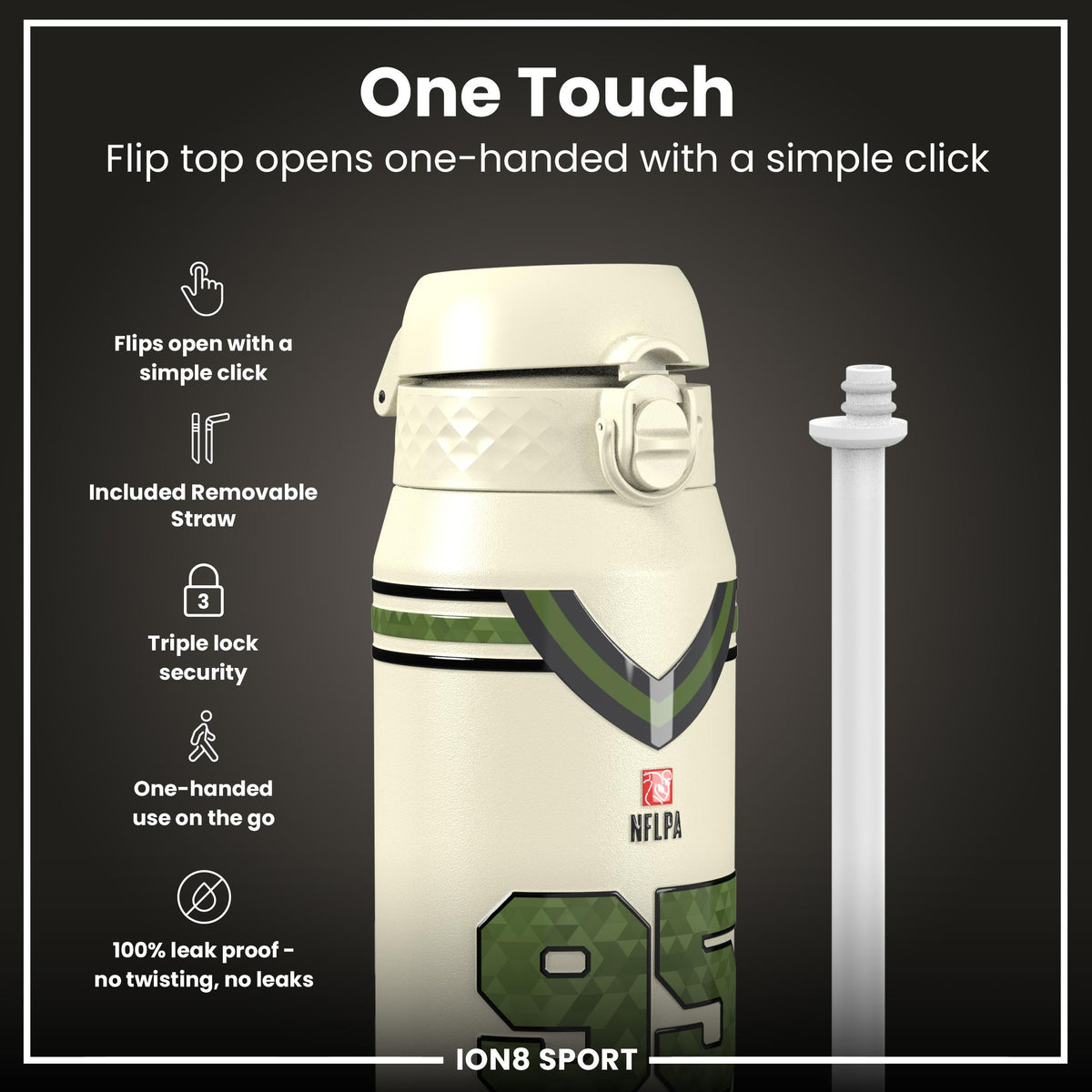 NFL x ION8, Isolierte Stahlflasche, Icon Series, Myles Garrett, 750 ml