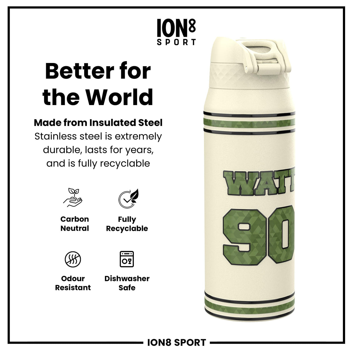 NFL x ION8, Isolierte Stahlflasche, Icon Series, TJ Watt, 750 ml