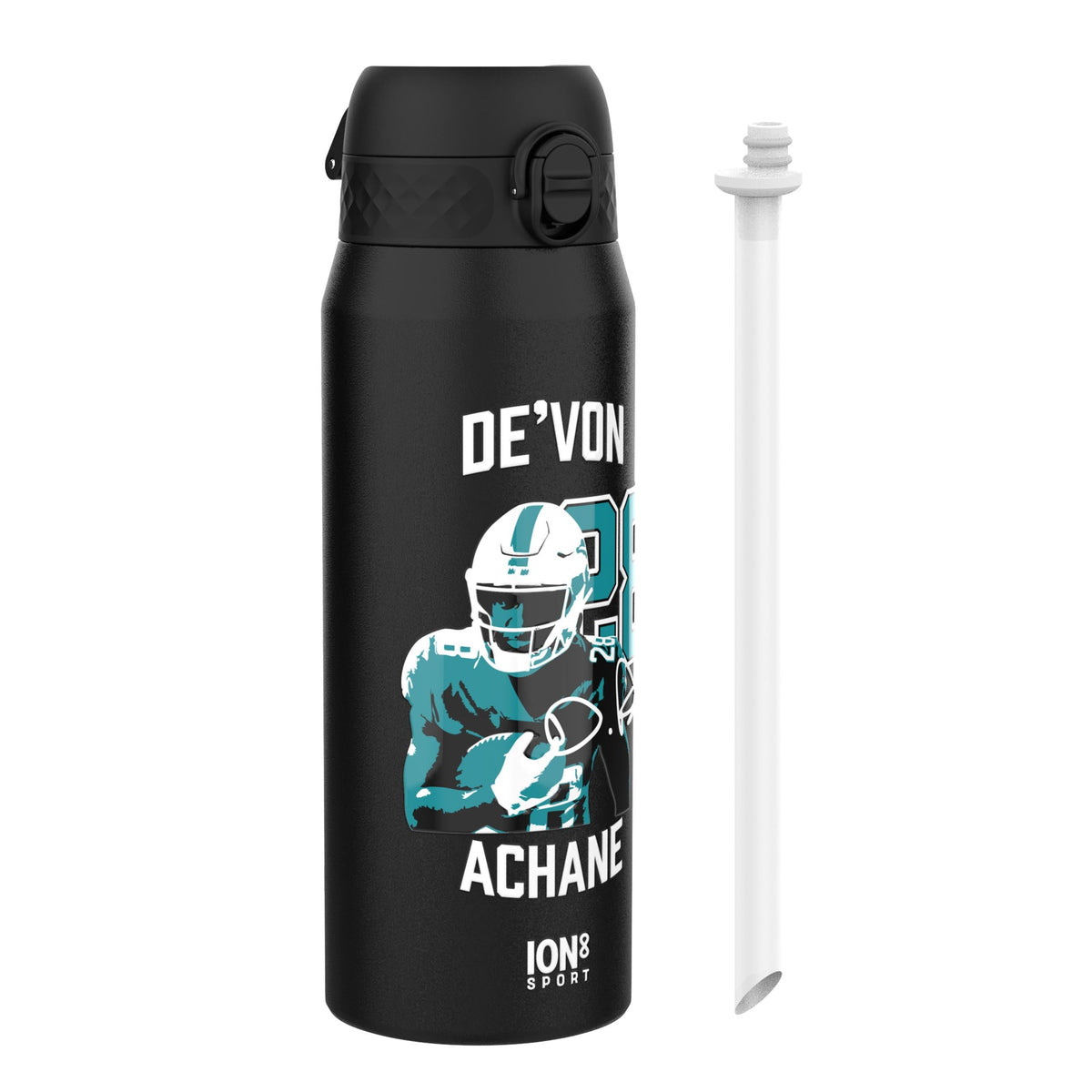 NFL x ION8, Isolierte Stahlflasche, Locked In Series, De'Von Achane, 750 ml