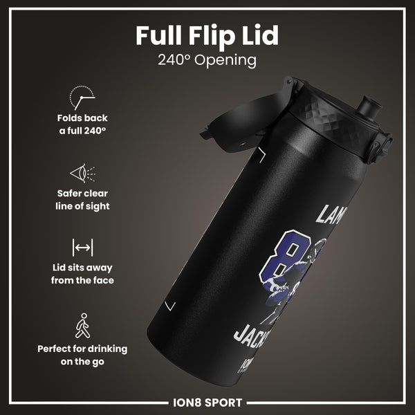NFL x ION8, Isolierte Stahlflasche, Locked In Series, Lamar Jackson, 750 ml