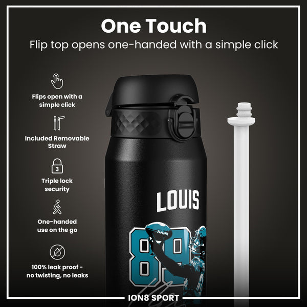 NFL x ION8, Isolierte Stahlflasche, Locked In Series, Ress-Zammit, 750 ml