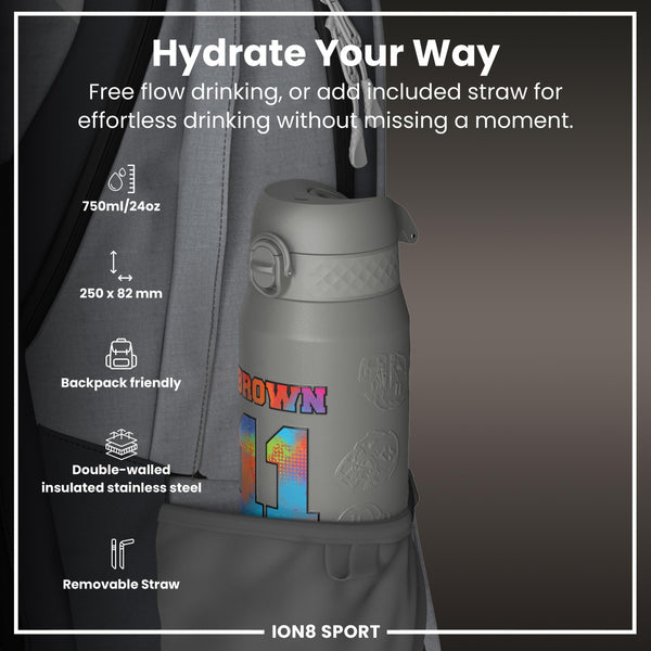 NFL x ION8, Isolierte Stahlflasche, Signature Series, AJ Brown, 750 ml