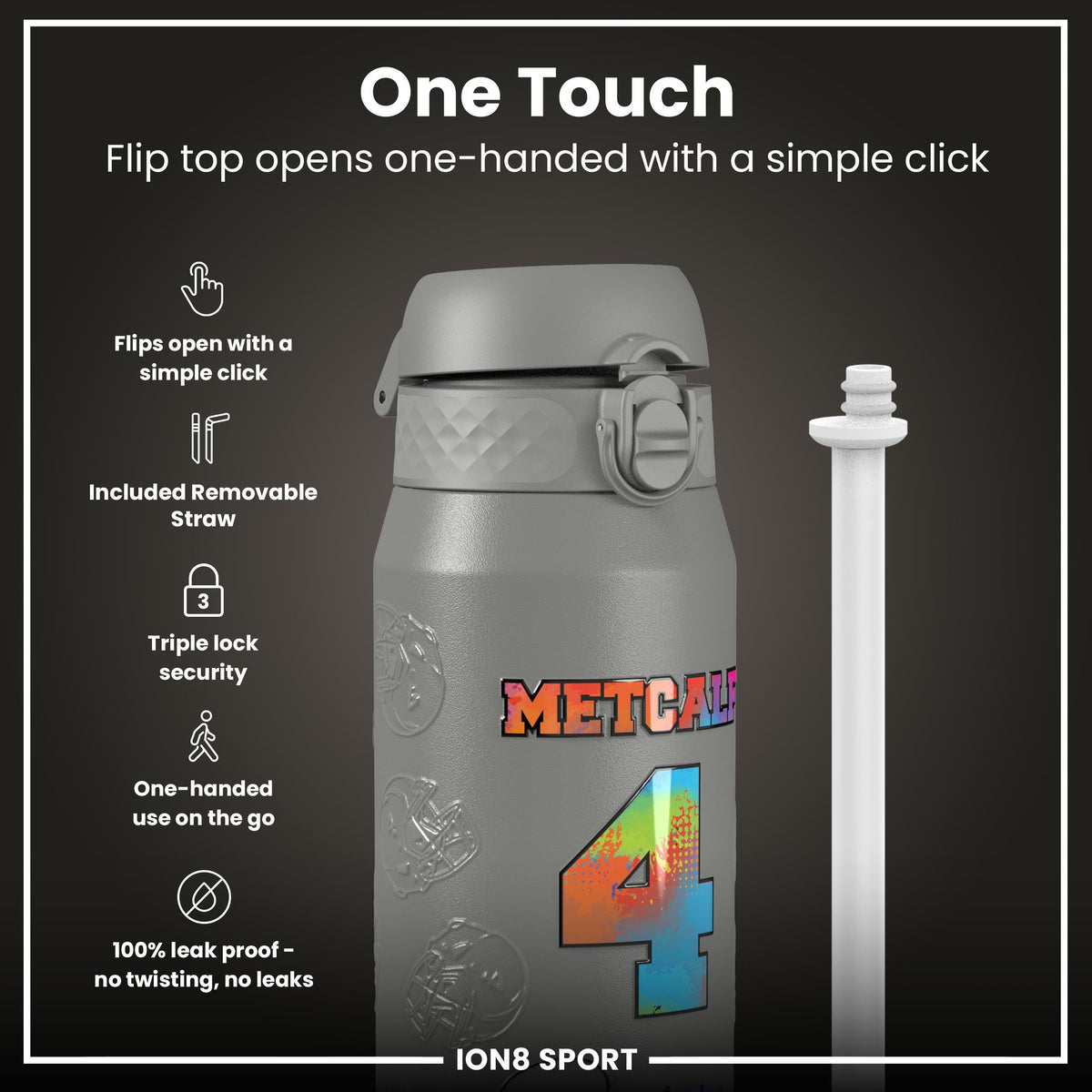 NFL x ION8, Isolierte Stahlflasche, Signature Series, DK Metcalf, 750 ml