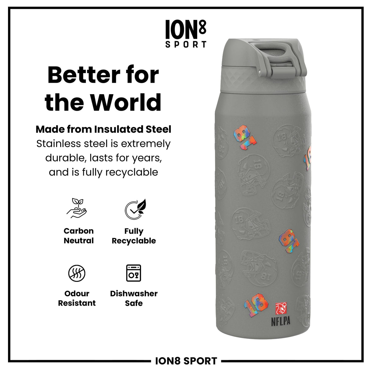 NFL x ION8, Isolierte Stahlflasche, Signature Series, Justin Jefferson, 750 ml