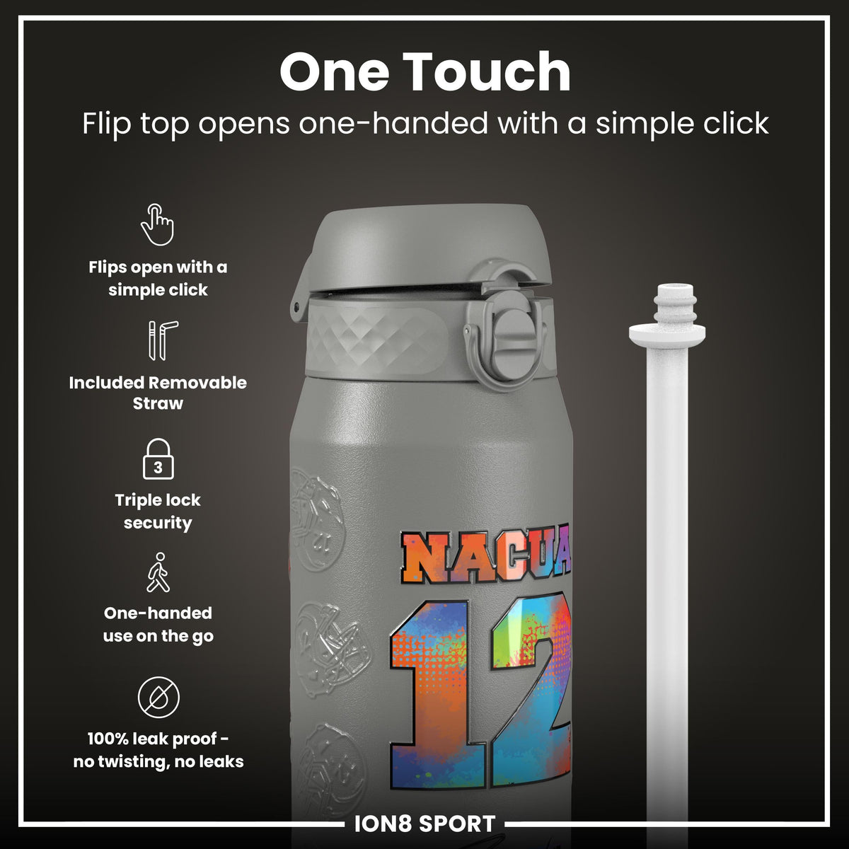 NFL x ION8, Isolierte Stahlflasche, Signature Series, Puka Nacua, 750 ml