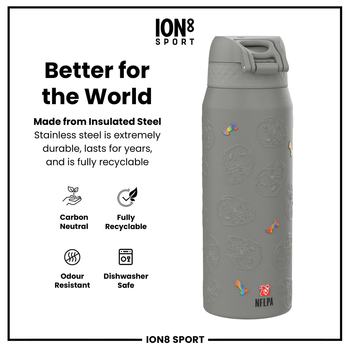 NFL x ION8, Isolierte Stahlflasche, Signature Series, Tua Tagovailoa, 750 ml