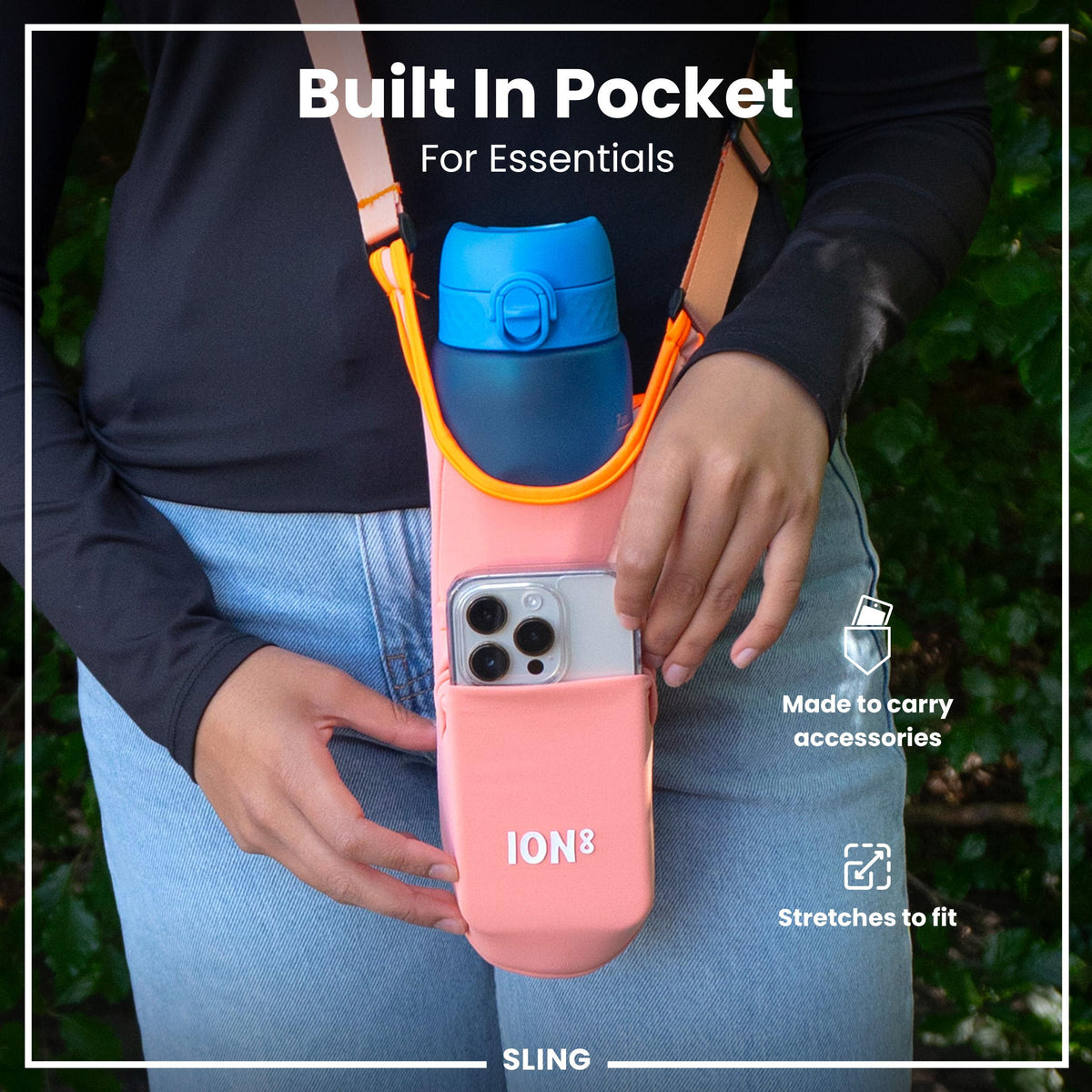 Flaschenhalter mit Schultergurt, Koralle