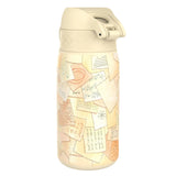 Water bottle displaying a collage-style pattern of paper notes featuring handwritten mathematical equations and doodles on a light-colored background