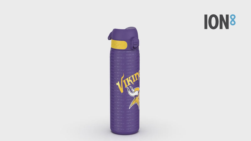 360 Video of Ion8 Leak Proof Slim Water Bottle, Stainless Steel, NFL Vikings, 600ml (20oz)