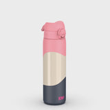 360 video view of Ion8 Leak Proof Slim Water Bottle, Vacuum Insulated Stainless Steel, Navy/Pink Blocking, 500ml