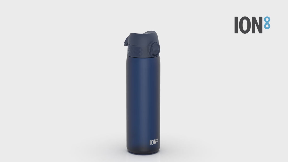 360 Video View of Ion8 Leak Proof Slim Water Bottle, BPA Free, Navy, 600ml (20oz)