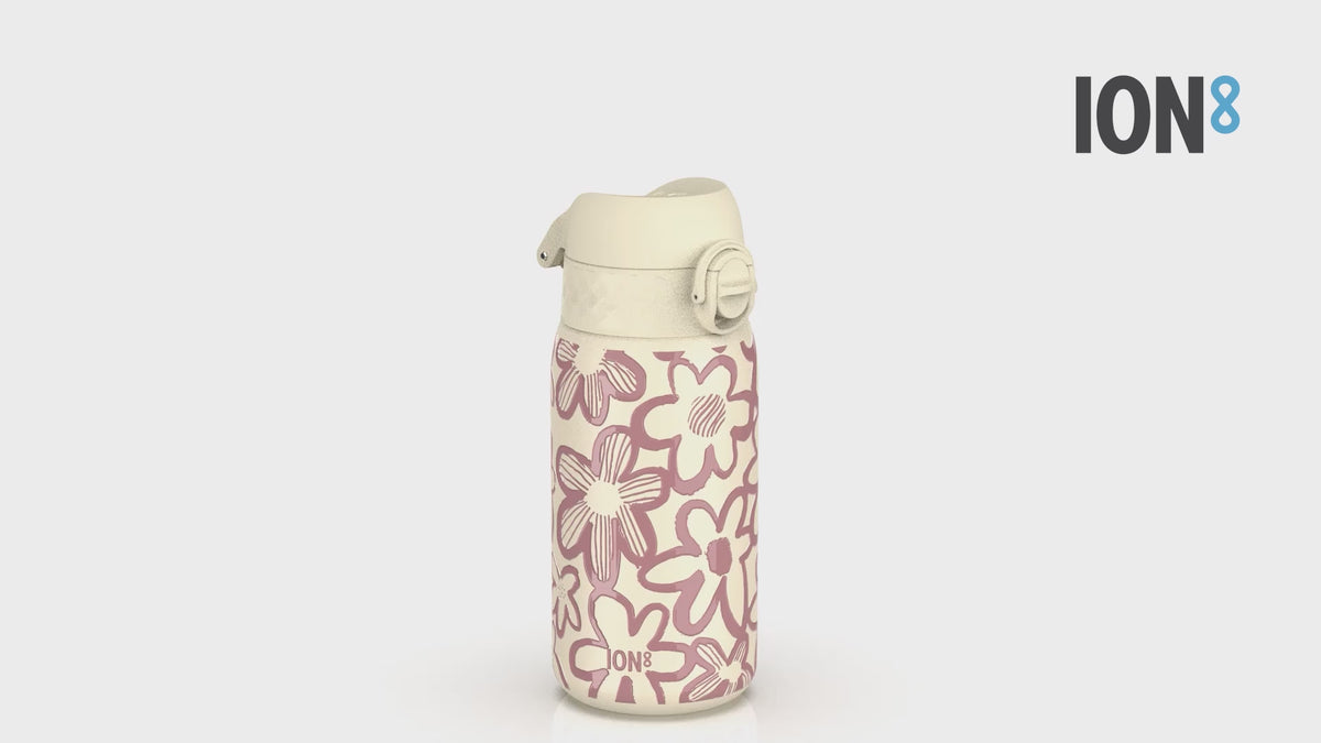360 Video View of Ion8 Leak Proof Water Bottle, Vacuum Insulated Stainless Steel, Simple Flower, 320ml (11oz)